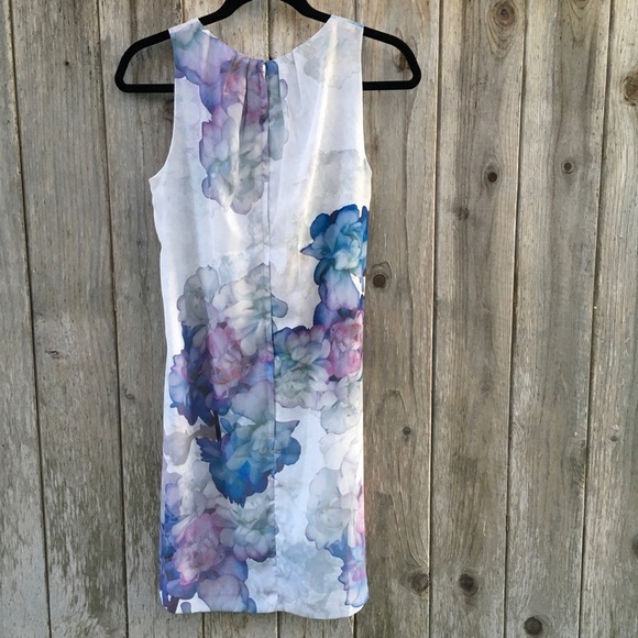 H&M Watercolor Floral Print Sleeveless Midi Shift Dress Size 6 - Picture 6 of 6